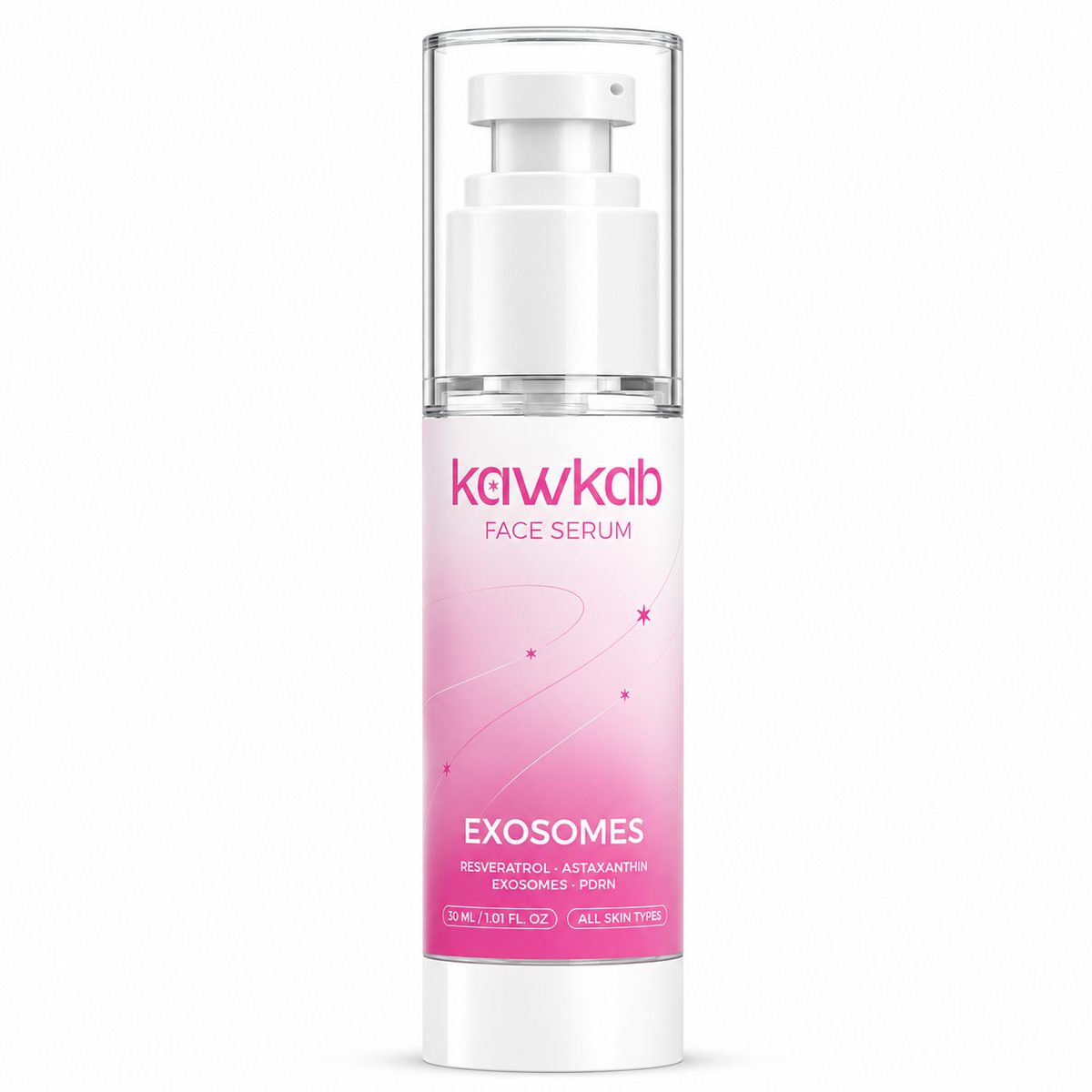 Kawkab Advanced Renewal Exosome Face Serum with PDRN, Resveratrol and Astaxanthin, Supports Firmer, Smoother and More Radiant-Looking Skin, Lightweight Formula, 30ml