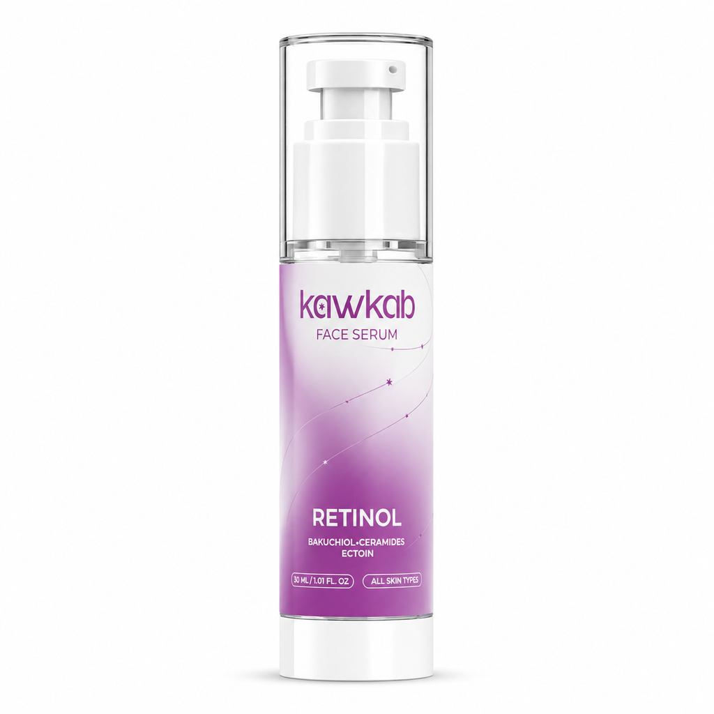 Kawkab Renew Retinol Face Serum with Bakuchiol, Ceramides and Ectoin, Night Skin Care for Fine Lines, Uneven Texture and Skin Barrier Support, 30ml
