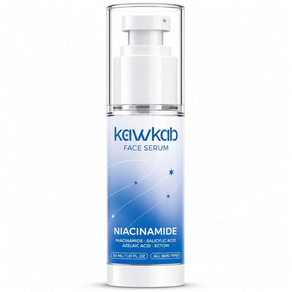 Kawkab Balance Niacinamide Face Serum with Salicylic Acid, Azelaic Acid and Ectoin, Pore Care and Oil Control for Oily and Combination Skin, Fragrance-Free, 30ml