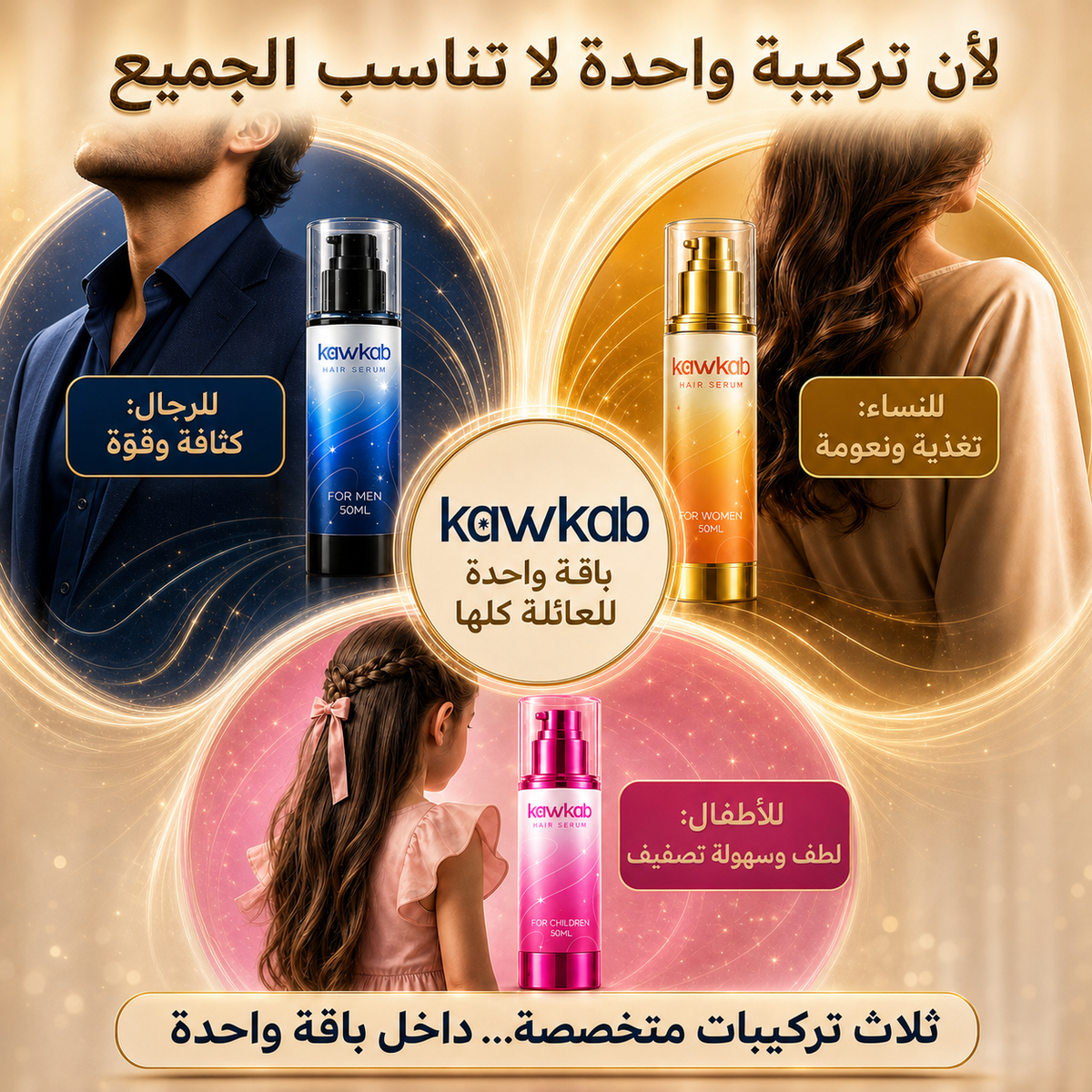 Kawkab Family Hair Care Bundle - مجموعة العناية بالشعر لكل افراد الاسرة