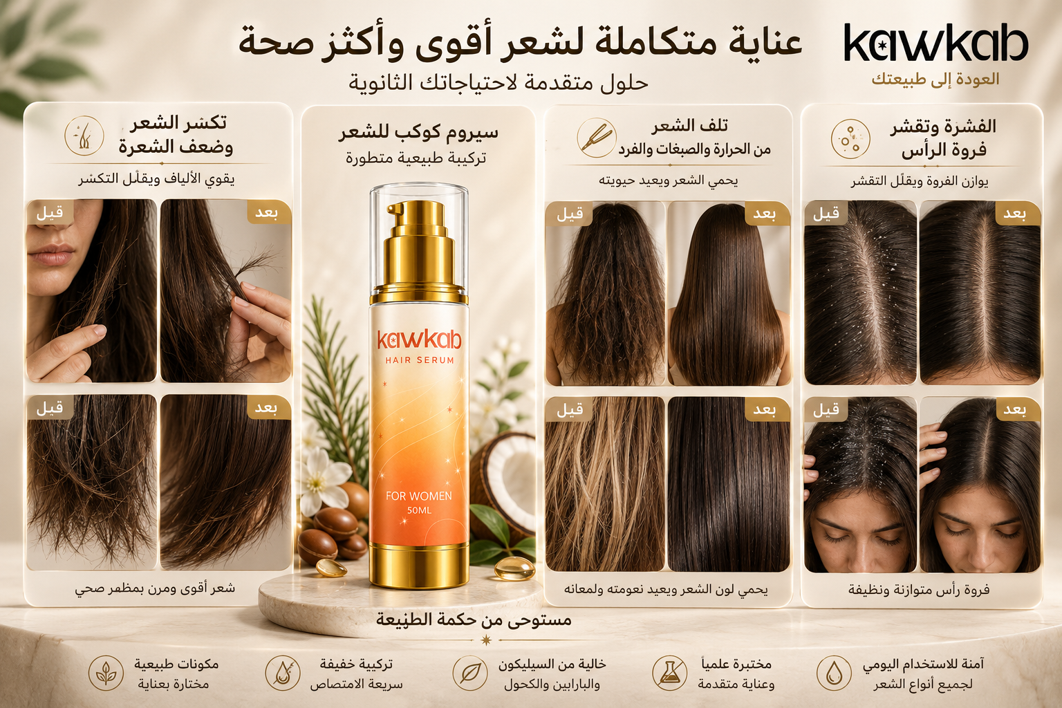 Kawkab Hair Serum for Women - سيروم الشعر للنساء