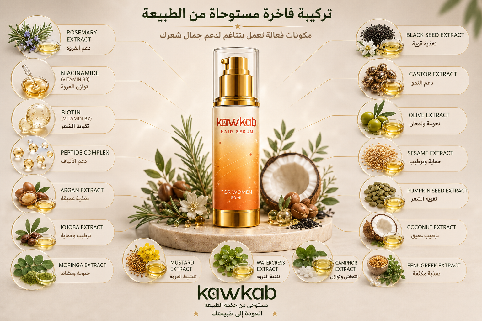 Kawkab Hair Serum for Women - سيروم الشعر للنساء